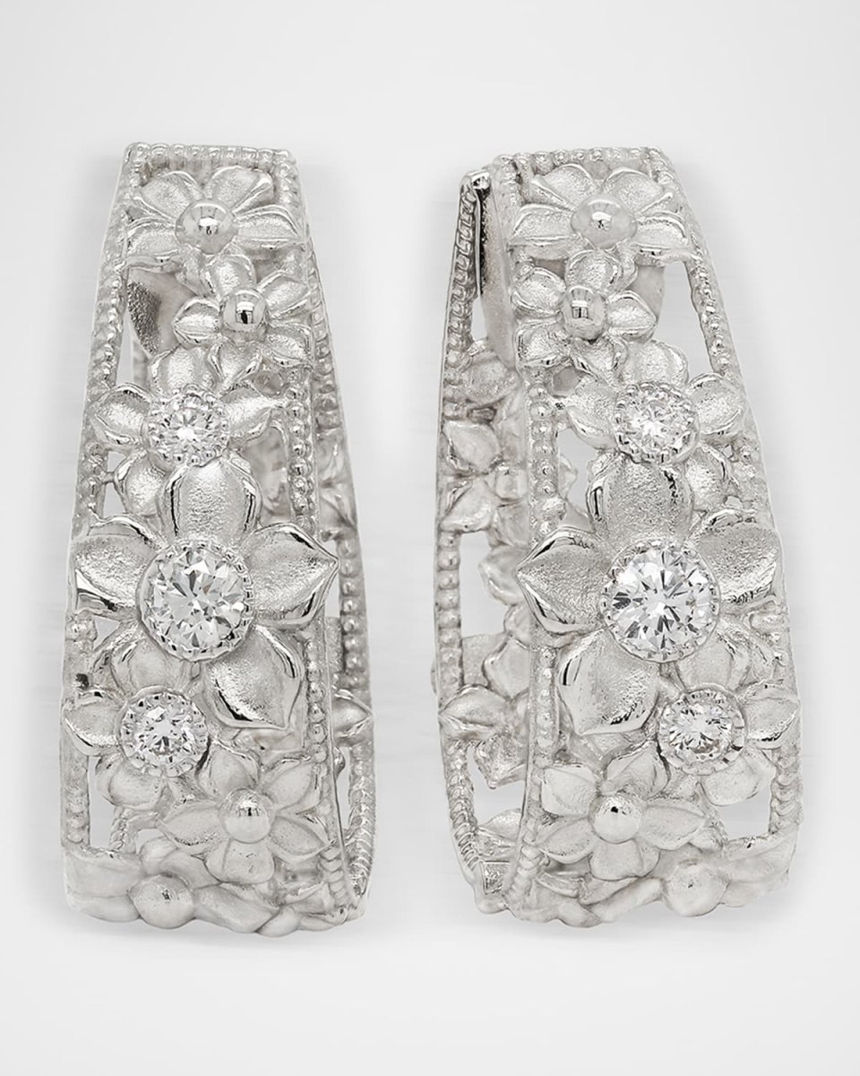 Mayflower 18K White Gold Hoop Earrings with Diamonds
